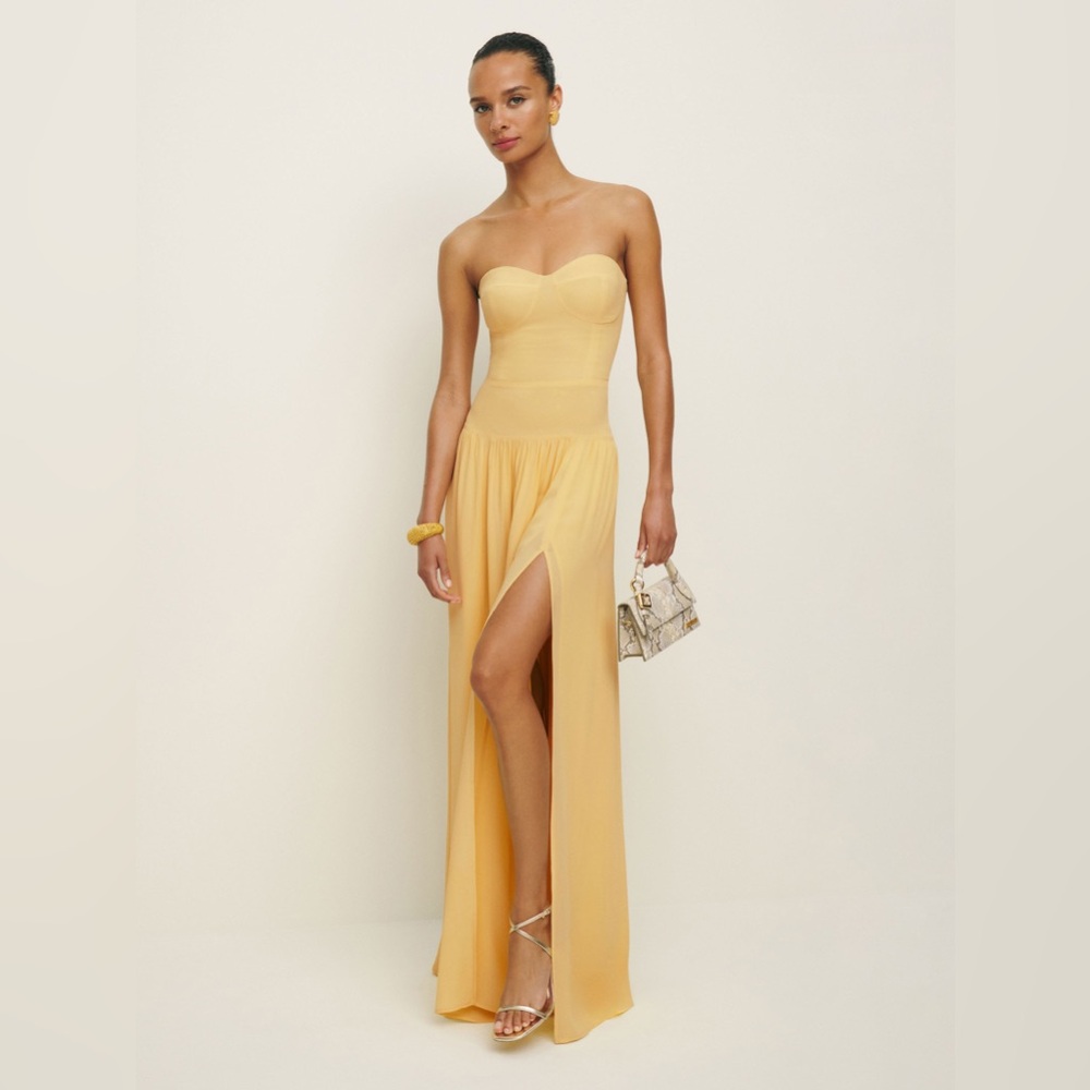 Reformation Strapless Maxi Dress in Yellow